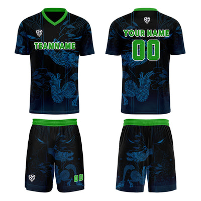 Custom Blue Green Jerseys for Men Women Personalized Soccer Uniforms for Adult and Kid enthsush