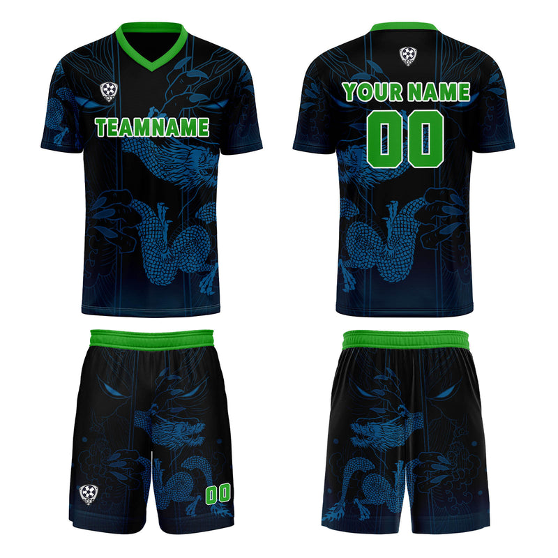 Custom Blue Green Jerseys for Men Women Personalized Soccer Uniforms for Adult and Kid