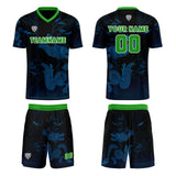Custom Blue Green Jerseys for Men Women Personalized Soccer Uniforms for Adult and Kid