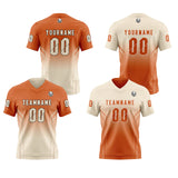 Custom Orange Cream Reversible Football Jersey Personalized Gradient Football Shirts for Men Printed Team Name Number Logo