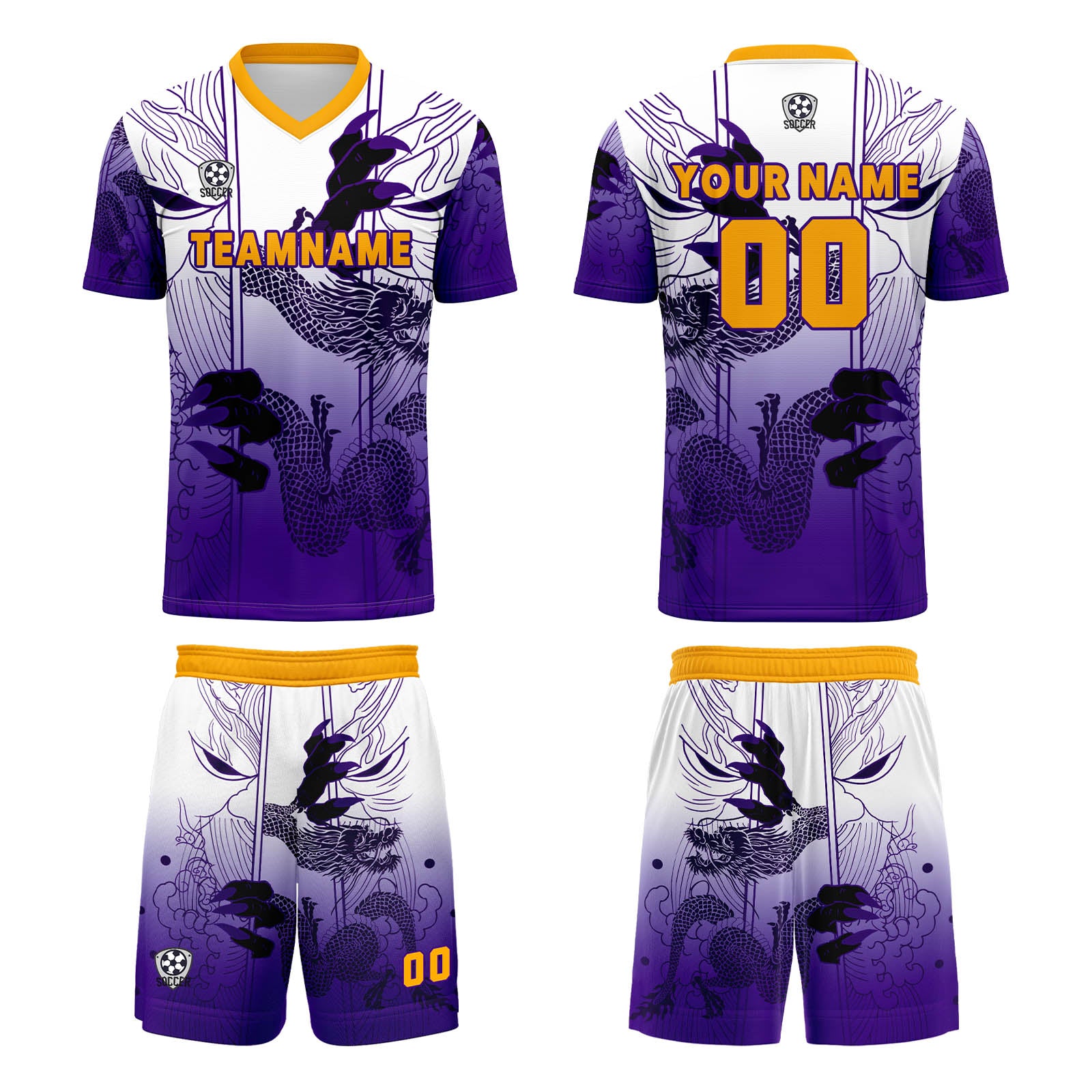Custom White Purple Jerseys for Men Women Personalized Soccer Uniforms for Adult and Kid enthsush