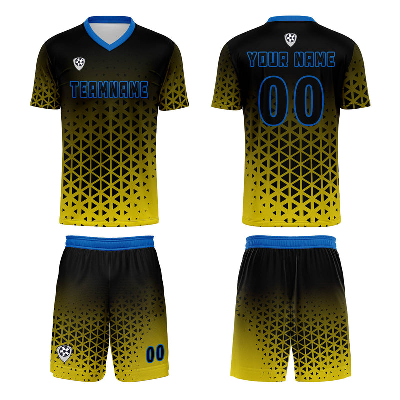 Custom Yellow Blue Jerseys for Men Women Personalized Soccer Uniforms for Adult and Kid
