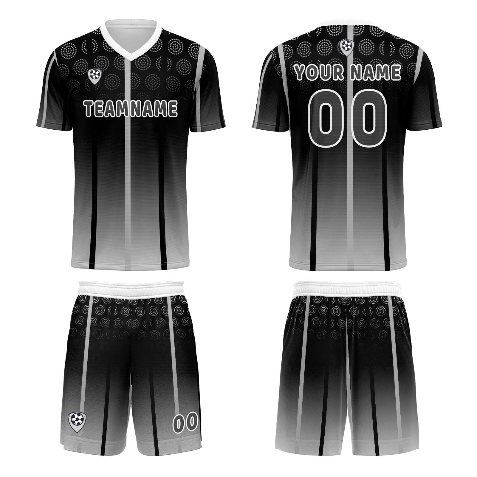 Custom Black White Jerseys for Men Women Personalized Soccer Uniforms for Adult and Kid enthsush