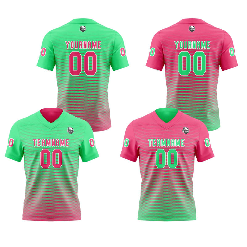 Custom Neon Green Hot Pink Reversible Football Jersey Personalized Gradient Football Shirts for Men Printed Team Name Number Logo