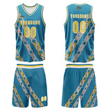 Custom Yellow Blue Basketball Jersey Uniform Suit Printed Your Logo Name Number