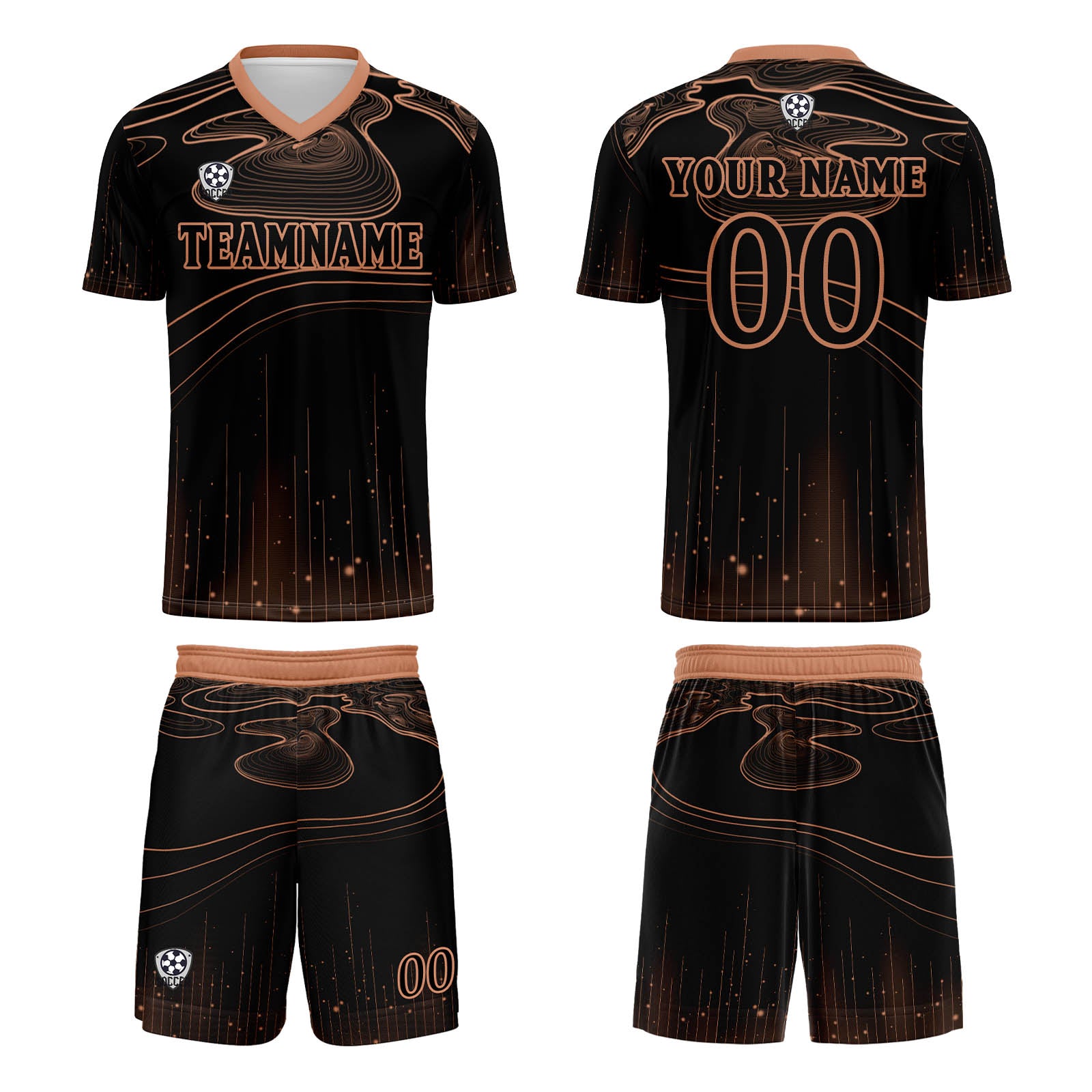 Custom Black Orange Soccer Jerseys for Men Women Personalized Soccer Uniforms for Adult and Kid enthsush
