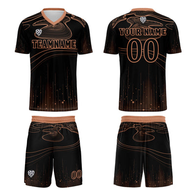 Custom Black Orange Soccer Jerseys for Men Women Personalized Soccer Uniforms for Adult and Kid enthsush