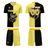 Custom Black Yellow Jerseys for Men Women Personalized Soccer Uniforms for Adult and Kid