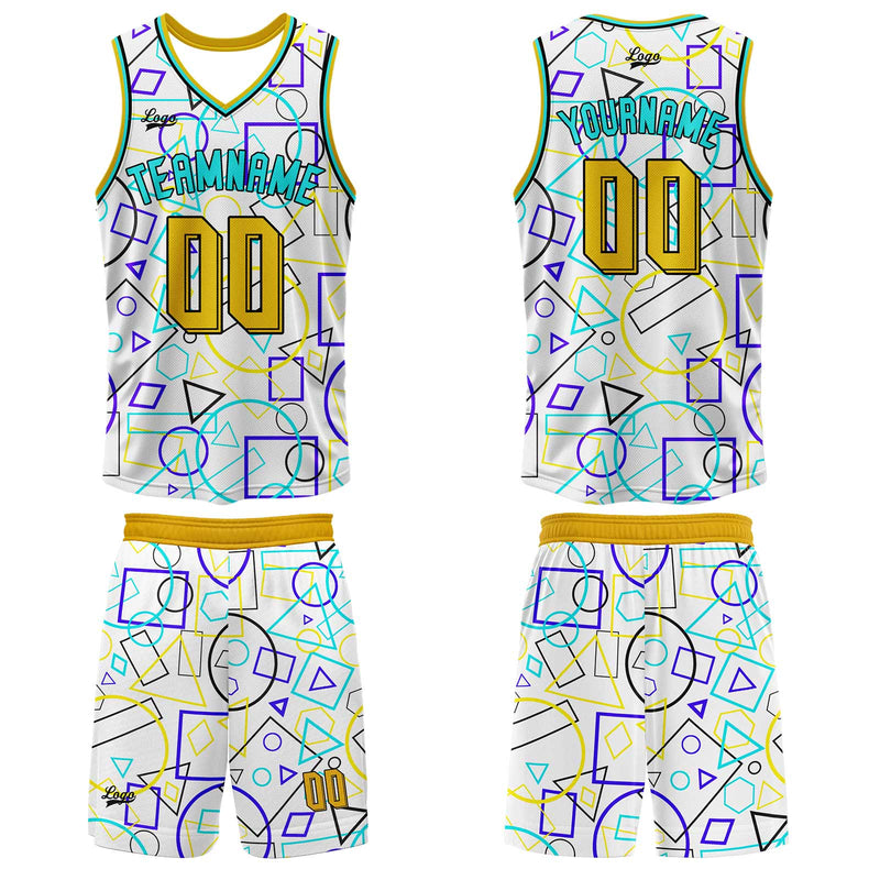 Custom White Yellow Basketball Jersey Uniform Suit Printed Your Logo Name Number