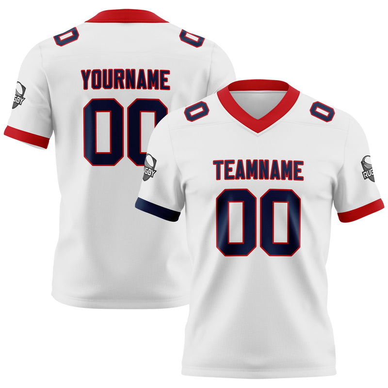Custom White Navy Red Football Jersey Personalized Football Shirts for Men Women  Printed Team Name Number Logo