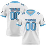 Custom White Sky Blue Football Jersey Personalized Football Shirts for Men Women  Printed Team Name Number Logo