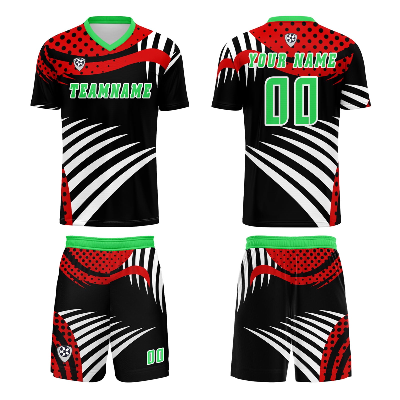 Custom Red Green Jerseys for Men Women Personalized Soccer Uniforms for Adult and Kid enthsush
