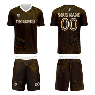 Custom Dark Brown Jerseys for Men Women Personalized Soccer Uniforms for Adult and Kid enthsush