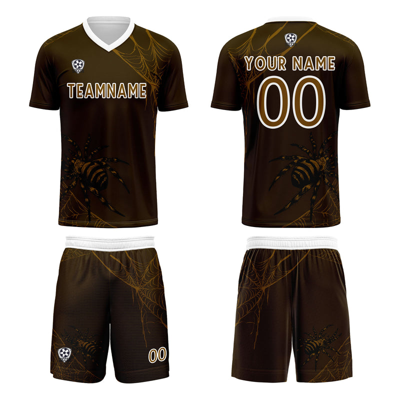 Custom Dark Brown Jerseys for Men Women Personalized Soccer Uniforms for Adult and Kid
