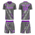 Custom Gray Violet Jerseys for Men Women Personalized Soccer Uniforms for Adult and Kid enthsush