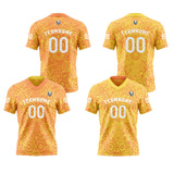 Custom Yellow Orange Reversible Football Jersey Personalized Gradient Football Shirts for Men Printed Team Name Number Logo