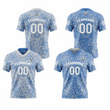 Custom Grey Blue Reversible Football Jersey Personalized Gradient Football Shirts for Men Printed Team Name Number Logo