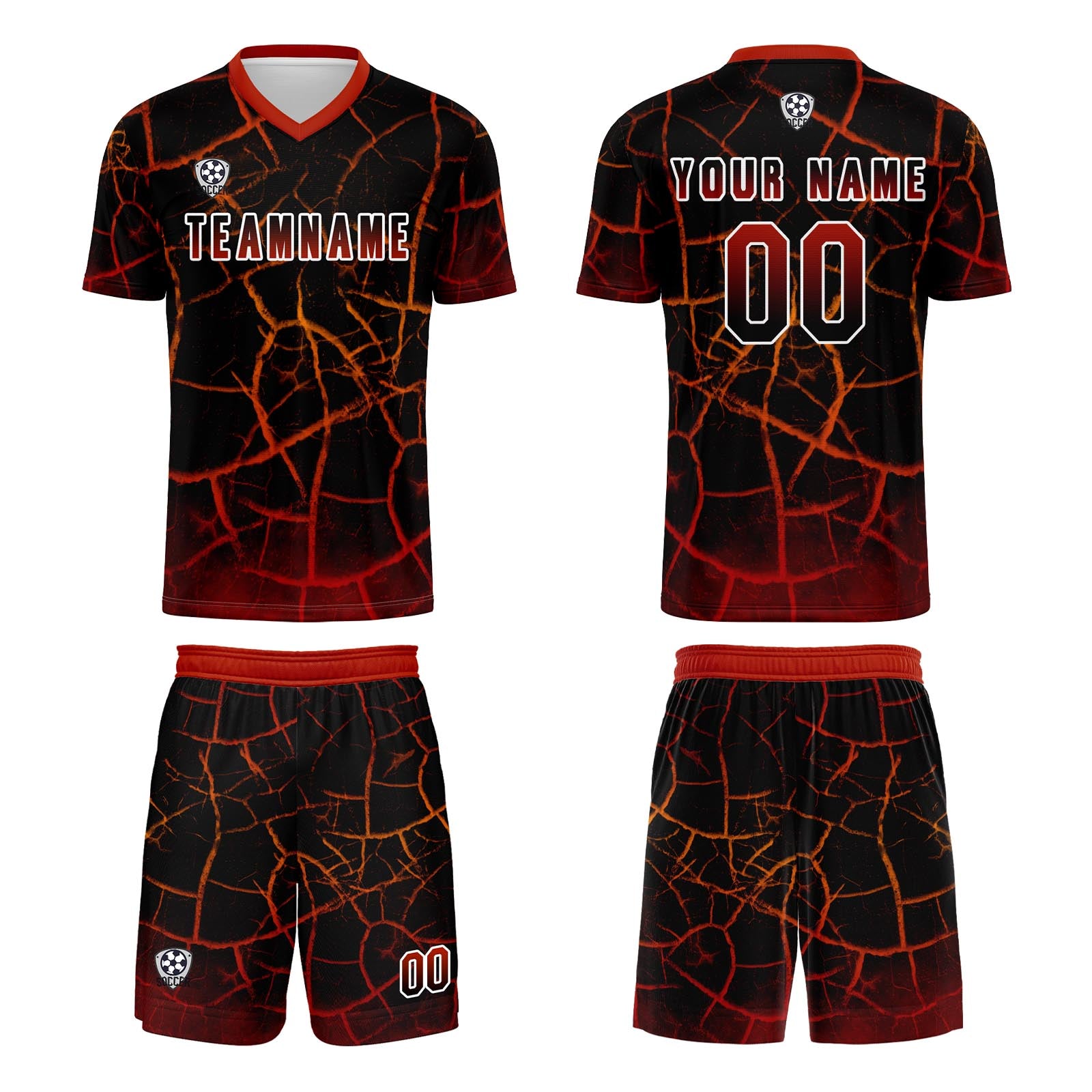 Custom Black Red Jerseys for Men Women Personalized Soccer Uniforms for Adult and Kid enthsush