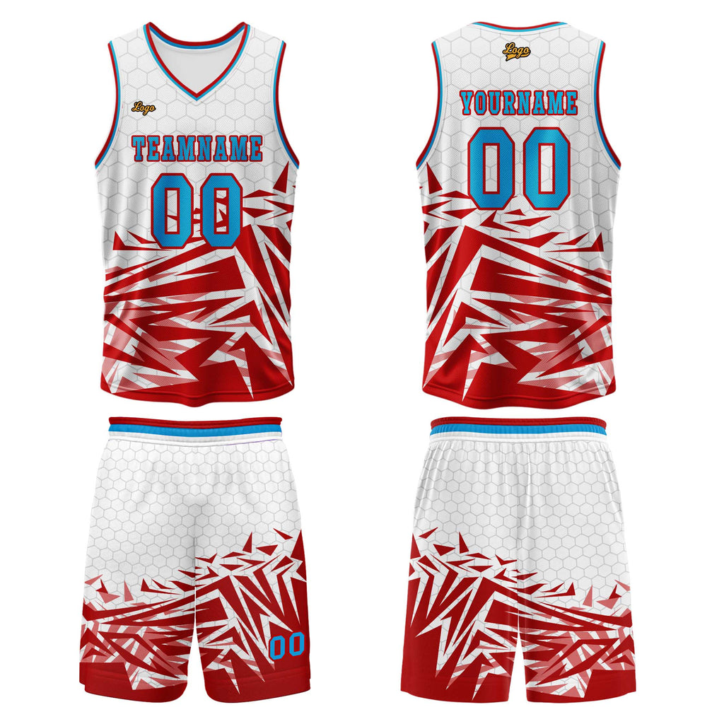 Custom Red Blue Basketball Jersey Uniform Suit Printed Your Logo Name Number enthsush