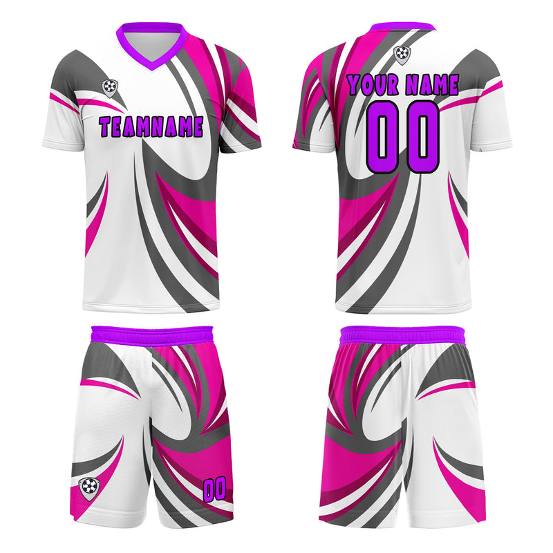 Custom White Pink Jerseys for Men Women Personalized Soccer Uniforms for Adult and Kid