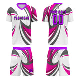 Custom White Pink Jerseys for Men Women Personalized Soccer Uniforms for Adult and Kid