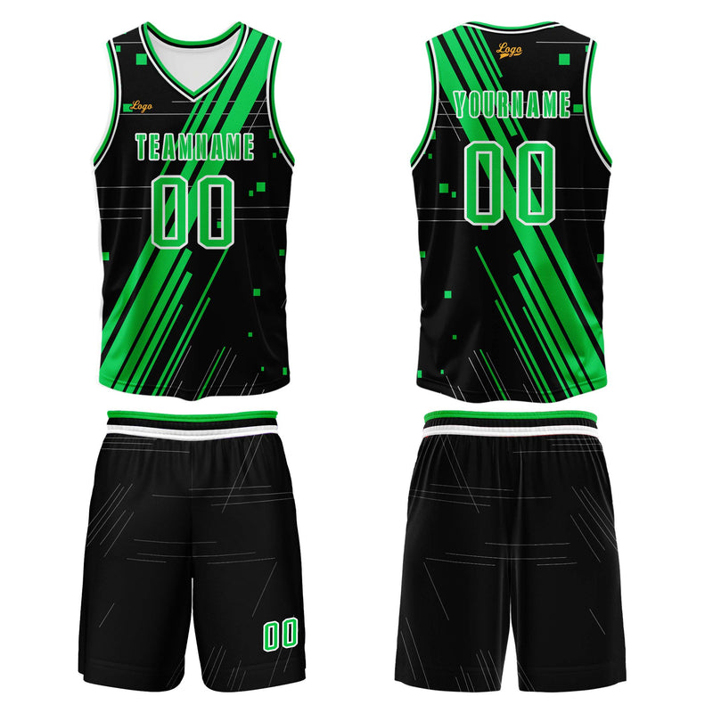 Custom Black Green Basketball Jersey Uniform Suit Printed Your Logo Name Number