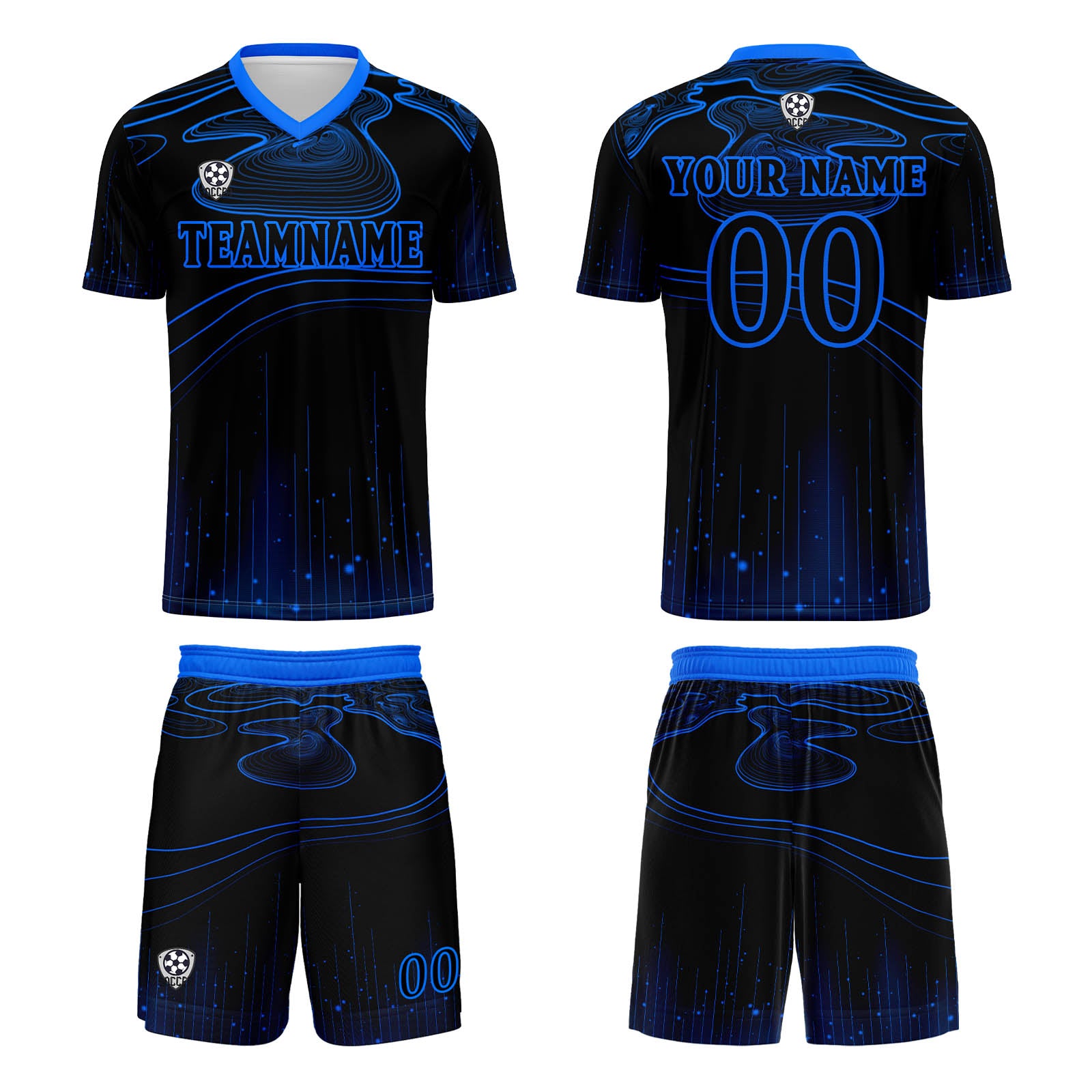 Custom Black Blue Soccer Jerseys for Men Women Personalized Soccer Uniforms for Adult and Kid enthsush