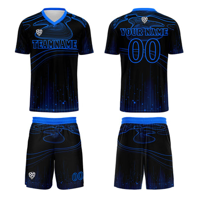 Custom Black Blue Soccer Jerseys for Men Women Personalized Soccer Uniforms for Adult and Kid enthsush