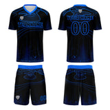 Custom Black Blue Soccer Jerseys for Men Women Personalized Soccer Uniforms for Adult and Kid