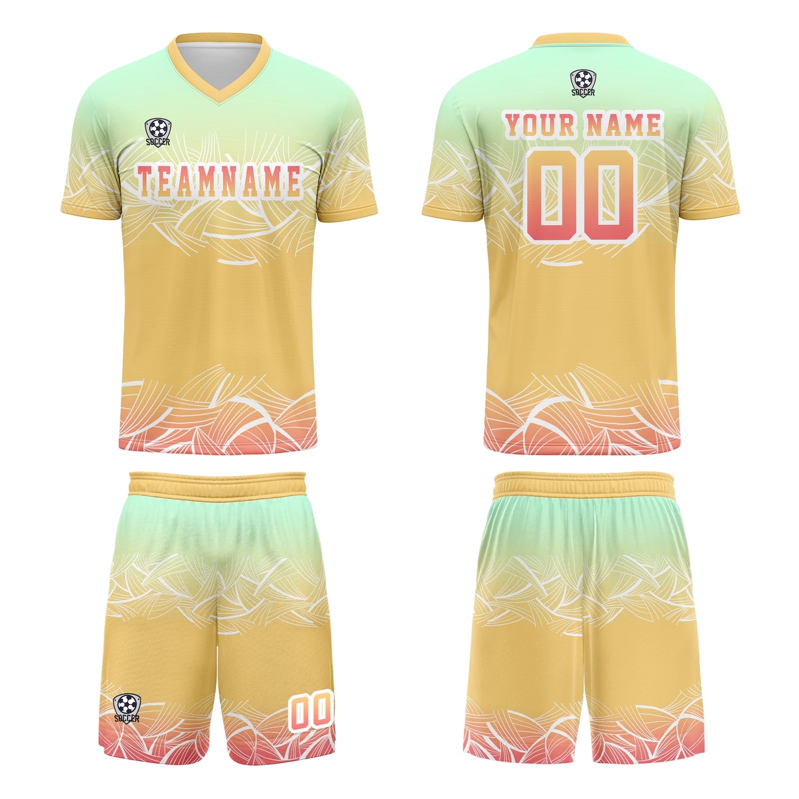 Custom Yellow Mint Green Jerseys for Men Women Personalized Soccer Uniforms for Adult and Kid enthsush