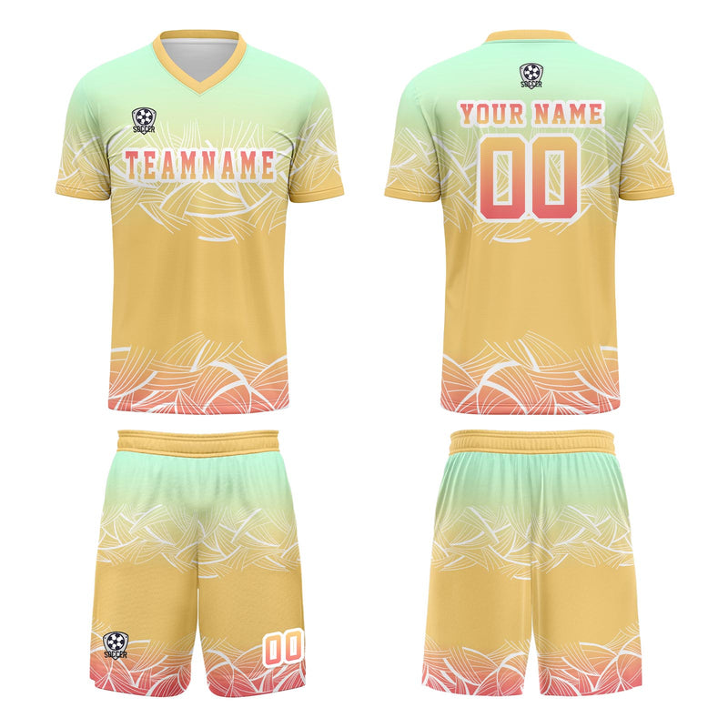 Custom Yellow Mint Green Jerseys for Men Women Personalized Soccer Uniforms for Adult and Kid