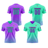 Custom Green Purple Football Jersey Personalized Gradient Football Shirts for Men Printed Team Name Number Logo