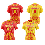 Custom Red Yellow Football Jersey Personalized Gradient Football Shirts for Men Printed Team Name Number Logo