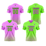 Custom Green Pink Football Jersey Personalized Gradient Football Shirts for Men Printed Team Name Number Logo