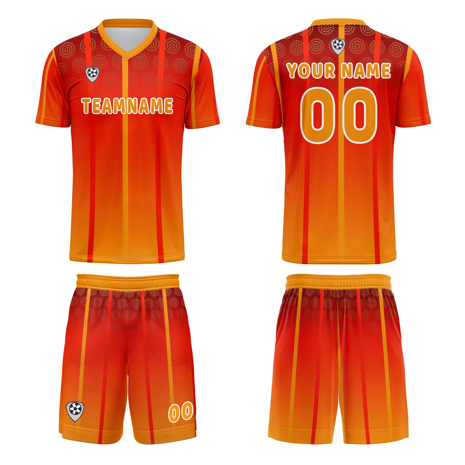 Custom Orange Yellow Jerseys for Men Women Personalized Soccer Uniforms for Adult and Kid enthsush