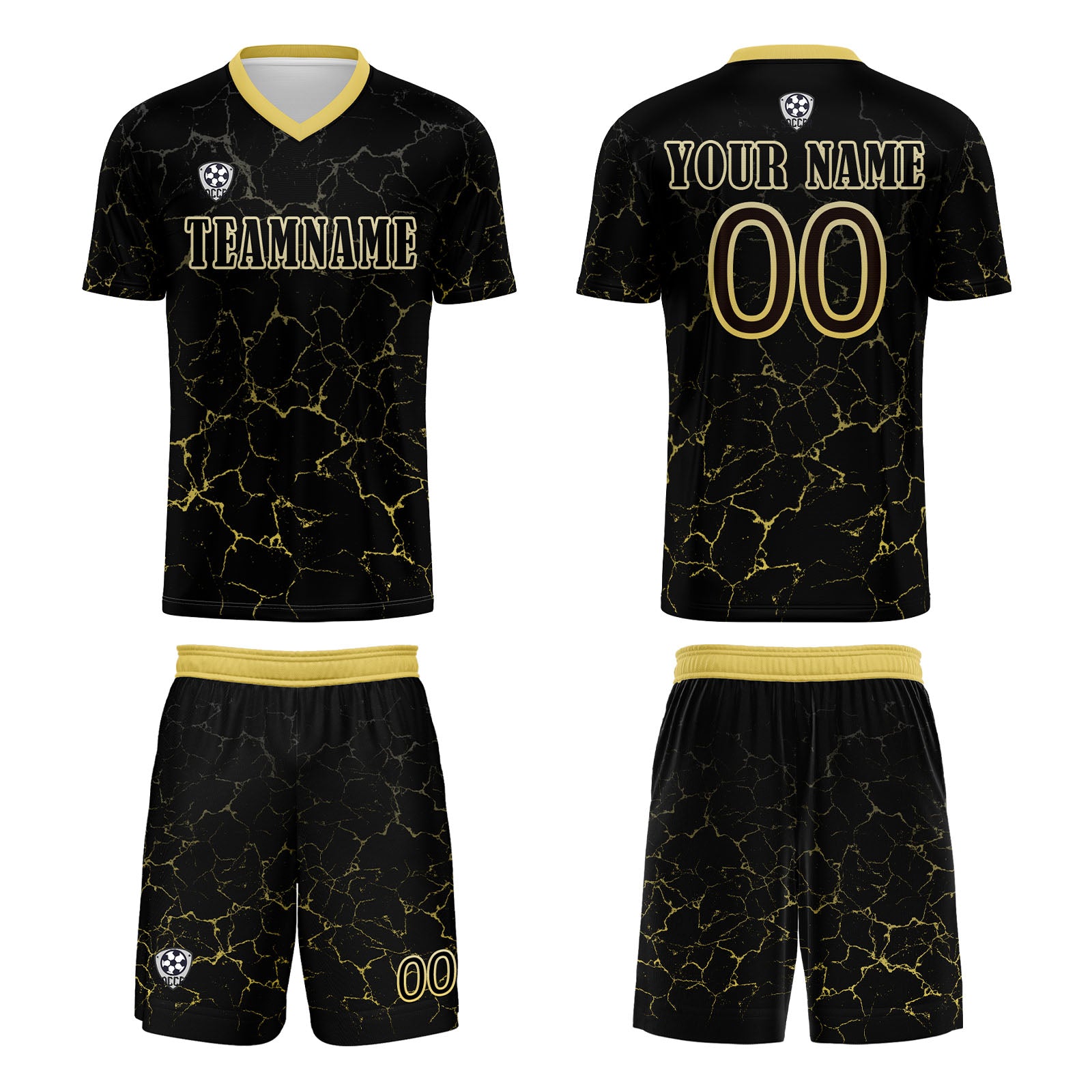 Custom Black Yellow Jerseys for Men Women Personalized Soccer Uniforms for Adult and Kid enthsush