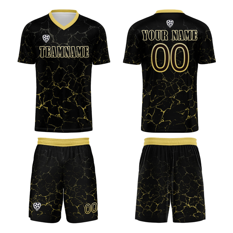Custom Black Yellow Jerseys for Men Women Personalized Soccer Uniforms for Adult and Kid