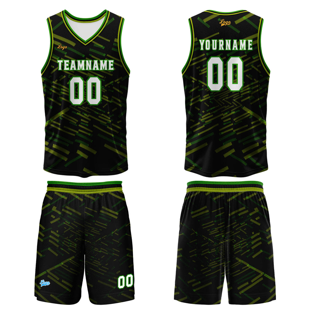 Custom Black Green Basketball Jersey Uniform Suit Printed Your Logo Name Number enthsush
