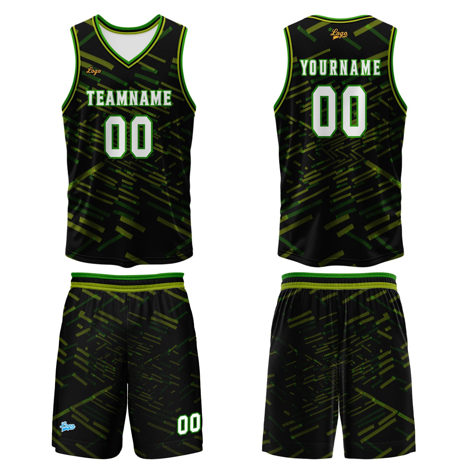 Custom Black Green Basketball Jersey Uniform Suit Printed Your Logo Name Number enthsush