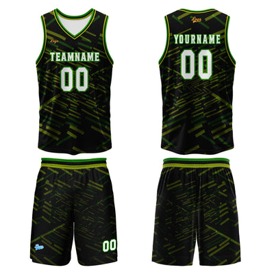 Custom Black Green Basketball Jersey Uniform Suit Printed Your Logo Name Number enthsush