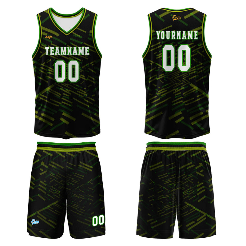 Custom Black Green Basketball Jersey Uniform Suit Printed Your Logo Name Number