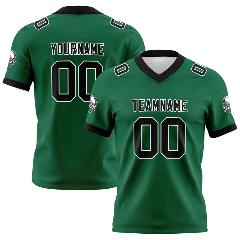 Custom Green Black Football Jersey Personalized Football Shirts for Men Women  Printed Team Name Number Logo