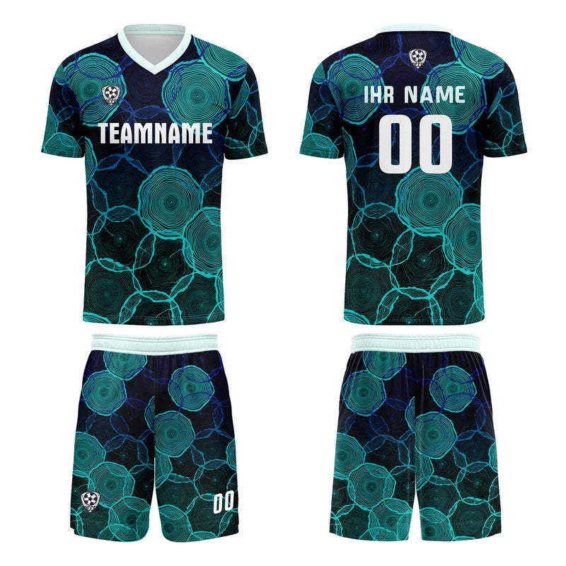 Custom Black Cyan Jerseys for Men Women Personalized Soccer Uniforms for Adult and Kid