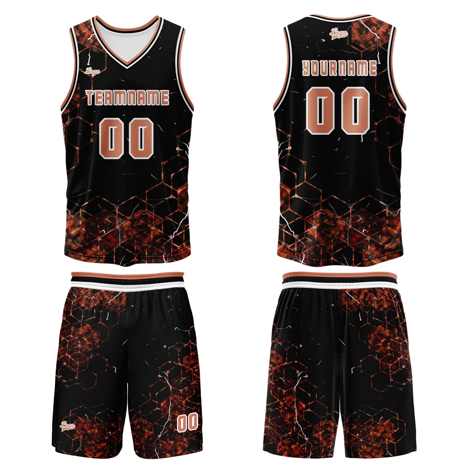 Custom Orange Basketball Jersey Uniform Suit Printed Your Logo Name Number enthsush