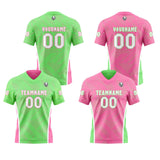 Custom Green Pink Football Jersey Personalized Gradient Football Shirts for Men Printed Team Name Number Logo