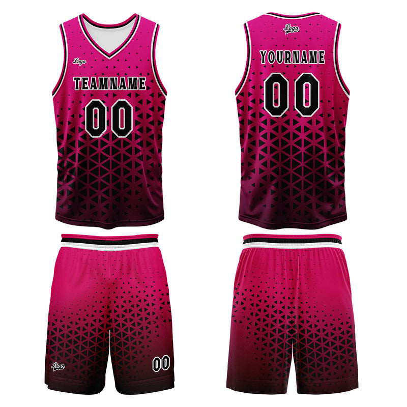 Custom Pink Black Basketball Jersey Uniform Suit Printed Your Logo Name Number
