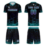 Custom Black Cyan Jerseys for Men Women Personalized Soccer Uniforms for Adult and Kid