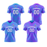 Custom Blue Purple Reversible Football Jersey Personalized Gradient Football Shirts for Men Printed Team Name Number Logo