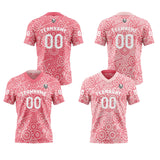 Custom Pink Reversible Football Jersey Personalized Gradient Football Shirts for Men Printed Team Name Number Logo