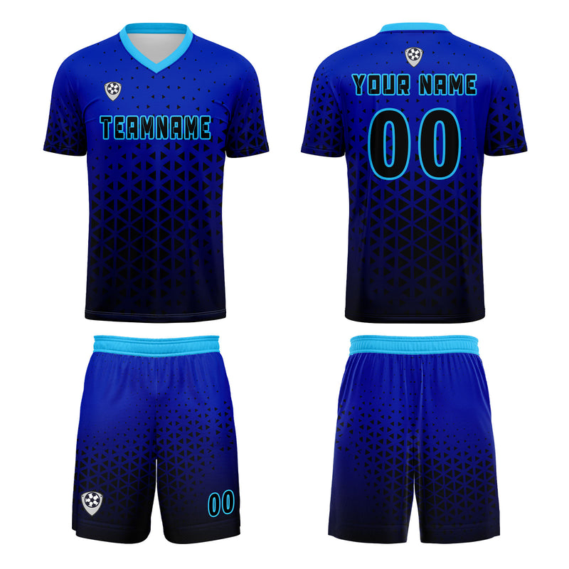 Custom Blue Jerseys for Men Women Personalized Soccer Uniforms for Adult and Kid